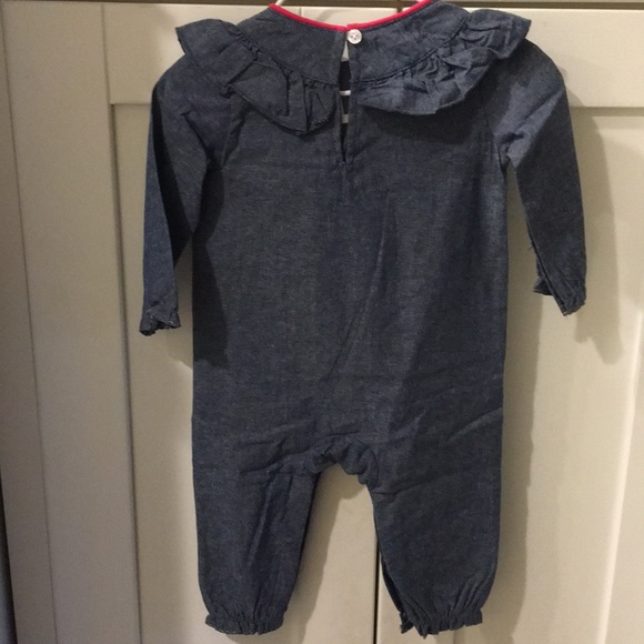 Mudpie Chambray Ruffled Embroidered One Piece - Picture 5 of 6